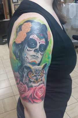 Sugar Skull Facepaint Tattoo done by Mark Brettrager